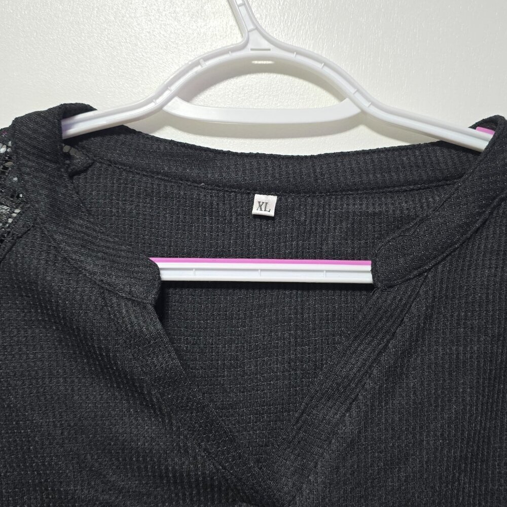 Agseem Black Long Sleeve Light Top with Lace Arms - Brand New with Tags XLarge - Picture 3 of 4